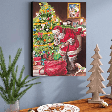 Santa with Gifts & Tree - Wrapped Canvas Graphic Art - The Fox Decor